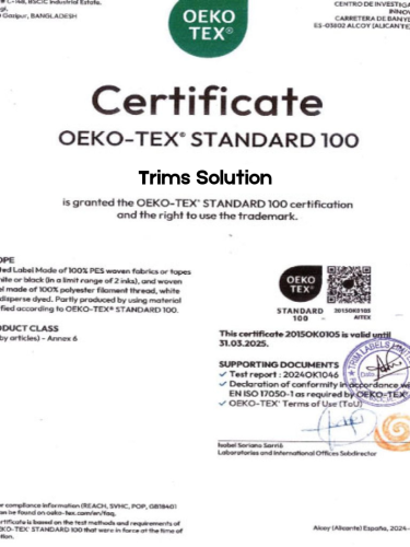 Oeko Tex Trims Solution
